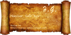 Hasler Gábor névjegykártya